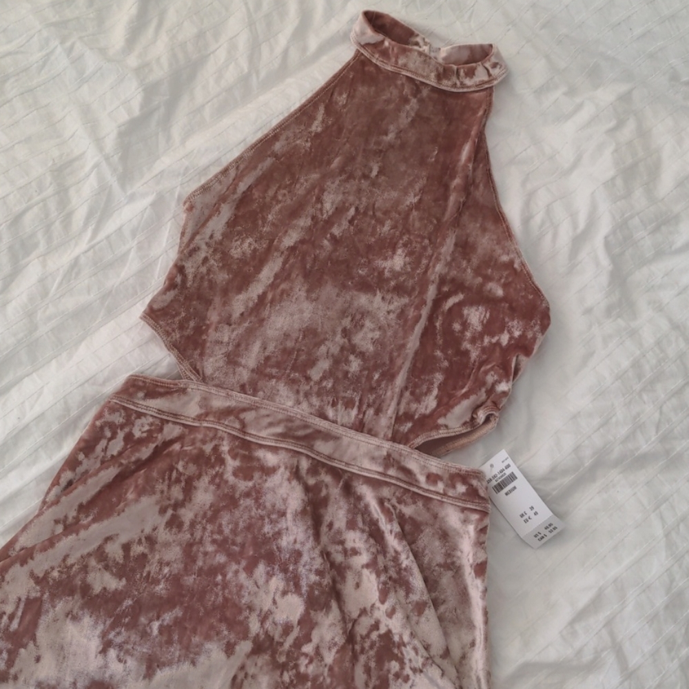 Hollister Co. Pink Velvet Skater Minidress SZ M